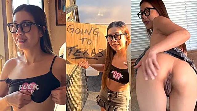 Asian Milf Gets Fucked By White Man In A Campervan For A Free Ride To Texas