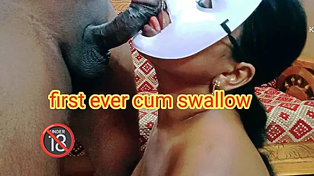 Tamil Girlfriend Gave a Very Closeup Blow and First Ever Mouth Cum Swallow Surprise for Her Bestie with Tamil Talk