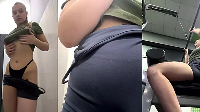 Extreme squirt in the public gym