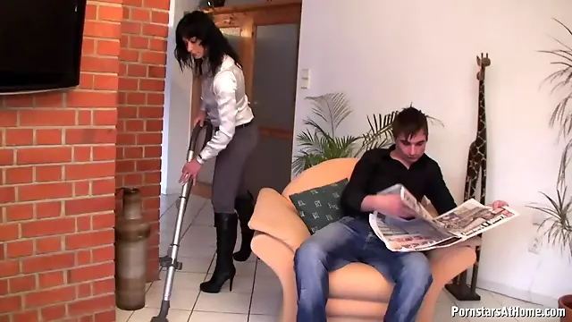 Mommy helping son