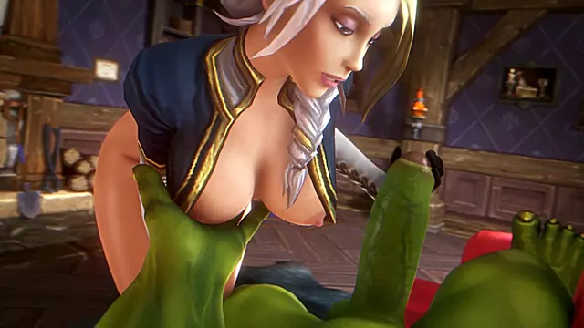 3d big orc, 3d handjob