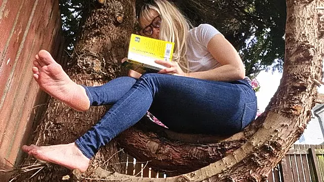 Barefoot Reading Outdoors