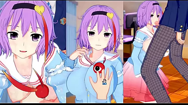 Satoshi Komeiji Rubs Her Big Boobs in Seductive 3D Hentai Anime Scene