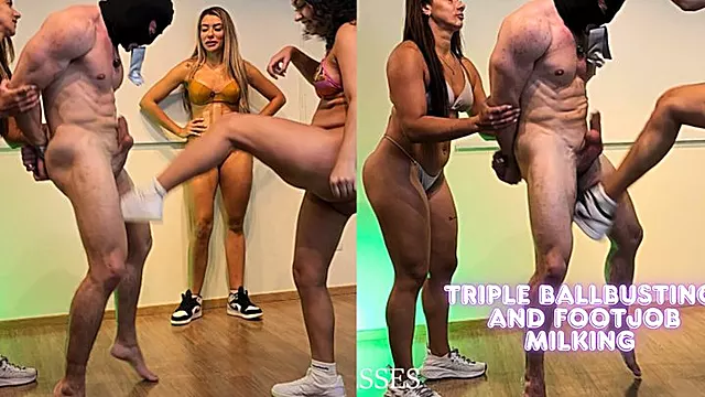 3 Bikini Goddesses Destroy His Cock and Balls - Then Make Him Cum on Their Feet - Lytta Mia and Frenique - BALLBUSTING - FOOTDOM - SHOEJOB - FOOTJOB - CUCKOLD - CBT - FEMDOM