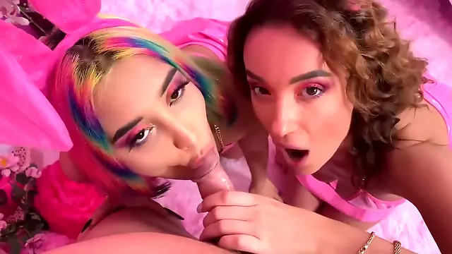 Stepbrother Fucks His Stepsister And Her Nepalese Girlfriend. Hot Threesome In Barbie Style