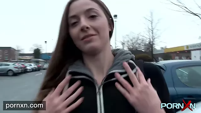 British skinny Leyla flashing in London