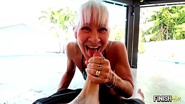 Poolside Jerk GILF Handjob Finish Him