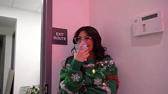 Office Christmas Party Fuck: Cami Strella Sucks Cock in High Heels