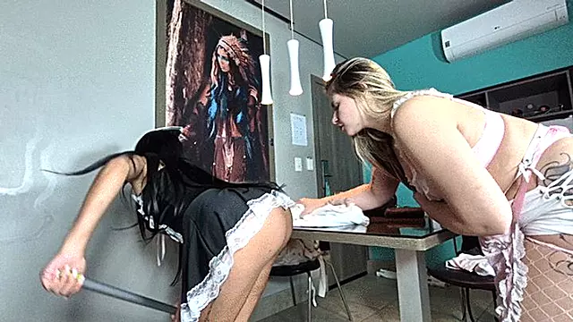 The Fetishistic Maid Sniffing Her Co-worker's Farts in Secret - By Bella Cruel and Isabelita - Full Clip