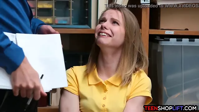 Skinny Russian teen shoplifter caught and fucked by security