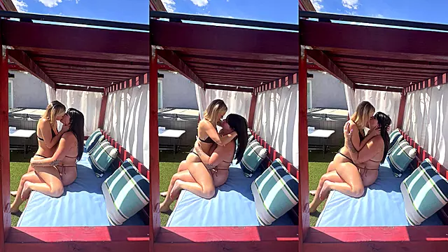 NEW real lesbian couple making out hard and grinding on each other s pussies to get wet