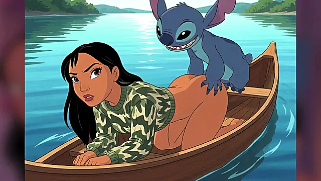 Nani Lilo and Stitch Hentai Happy Women's Day Nani De Quatro Anal Sex in Canoe with Adult Stitch Nani Lilo and Stitch Women's Day Tanned Beauty Canoa