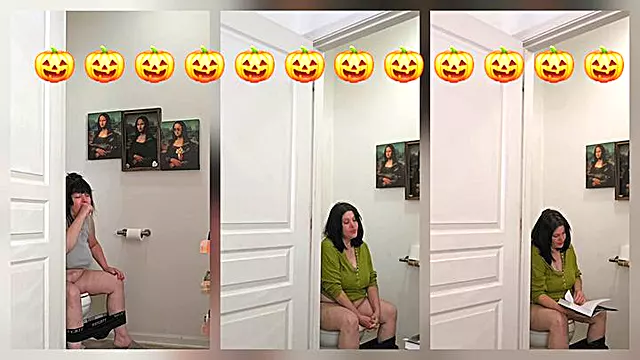 Extrem Für Fetisch, Girl Pee Toilette, Mädchen Pissen, Badezimmer Wc, Im Bad, Beim Lesen