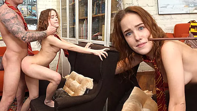 Magic Wand Fucks Redhead Teen Pussy Hard - Rough Doggy & Face Fuck