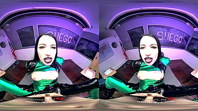 SHEGO, played by Alex Coal, is the villain tutor in a KIM POSSIBLE parody