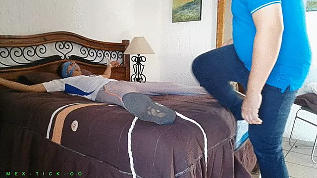 Petit Found Himself In A Complete Helpless Situation: The Boy Is Tied Up In X-Position, Blindfolded & Gagged. Now He Gets Tickled All Over His Extremely Ticklish Body. It Doesn't Take Long & Gets A Boner Because Of The Tickling :P