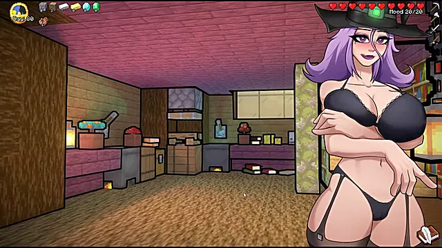 HornyCraft Minecraft parody hentai game featuring wild purple thong enderman girls
