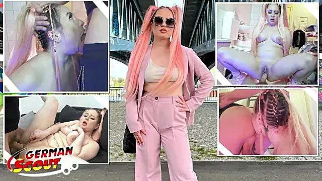 Pink Hair Curvy Teen Maria Gail with Saggy Tits at Rough Anal Sex Casting