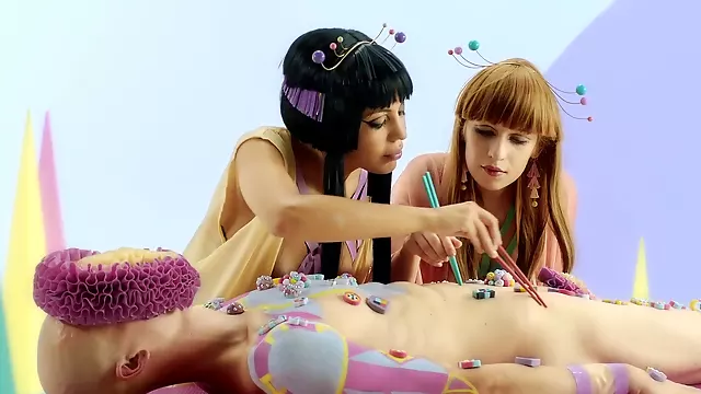 Lina Bembe & at Portnoy interracial threesome on a table