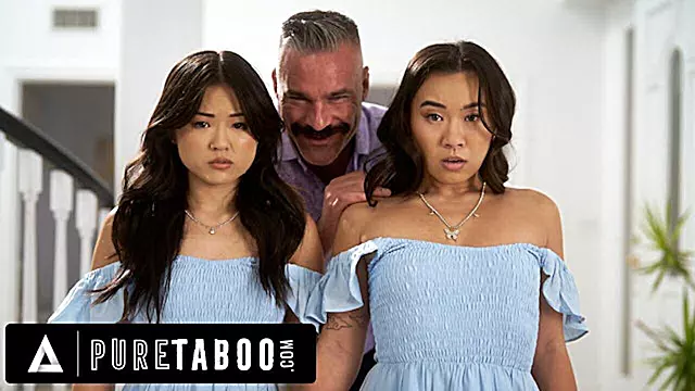 PURE TABOO Asian Stepsisters Lulu Chu Kimmy Kimm Fulfill Their Stepdad s Doppelganger Fantasy