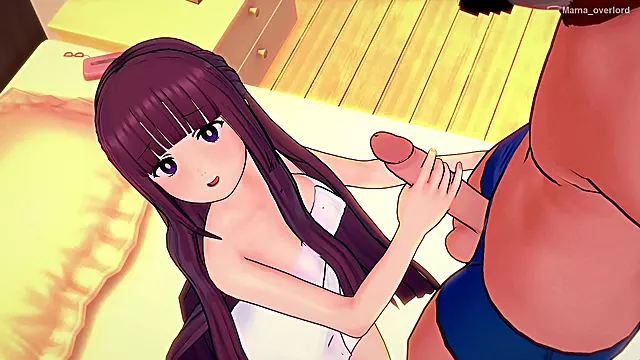 Purple-Haired Fern Seduces With Tight Towel for Steamy 3D Hentai Action