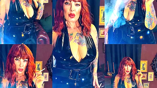 Crush - Redhead in PVC Vinyl catsuit - Dunhill Menthol 100