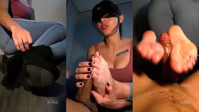 Destroyed by her soaked feet Ava Brooke footjob worship