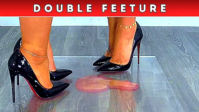 Goddess Amber & Miss Lucy - Crushing The Cum From Your Balls Under Plexiglass & Our Hot Louboutin Heels - Amber Cam & Lucy Cam (215) - Double Feeture