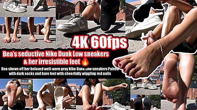Batrane Negri, Fetish Picior, Picioare Mirositoare, Socks Gray, Imputite, Ea In Sosetute Si Adidași