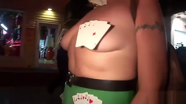 Awesome girls strip down in a public place