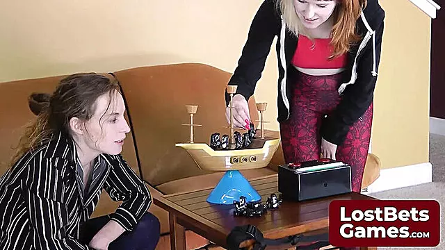Amateur Lesbian Teens Ana Molly & Daphne Wake Strip Pirate Game - Lost Bet Striptease