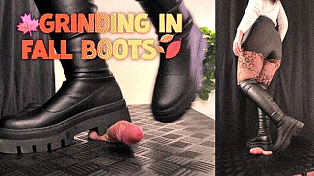 Cock and Balls Grinding in Fall Knee High Boots (Slave Double Version) - TamyStarly - Cock Balls Crush Trample, Shoejob, Bootjob, CBT, Ballbusting, Trampling, Stomping