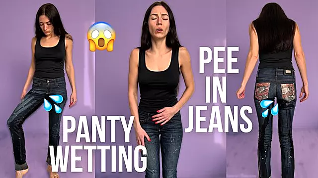 Pee in Jeans Standing up by Accident, Panty Wetting