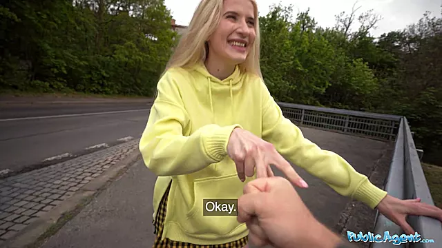 Euro blonde bombshell gets drilled hard in public by a big hard dick